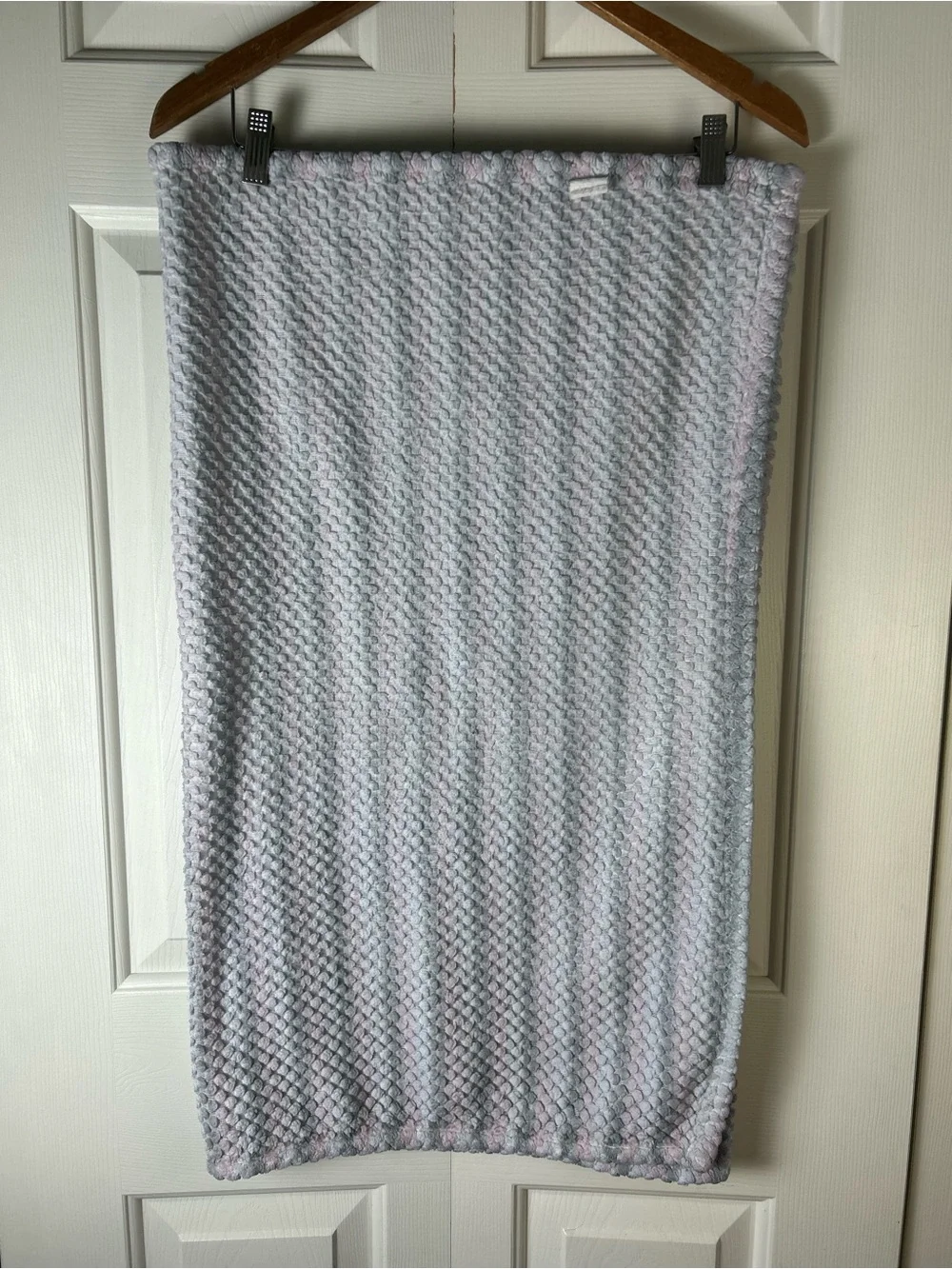 Gentle Steps Pink Gray White Stripes Baby Blanket Lovey Textured